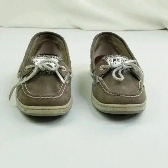 Sperry 6.5M Women's One Eye Brown Silver Paisley Pattern Non Marking Boat Shoes - Picture 10 of 12